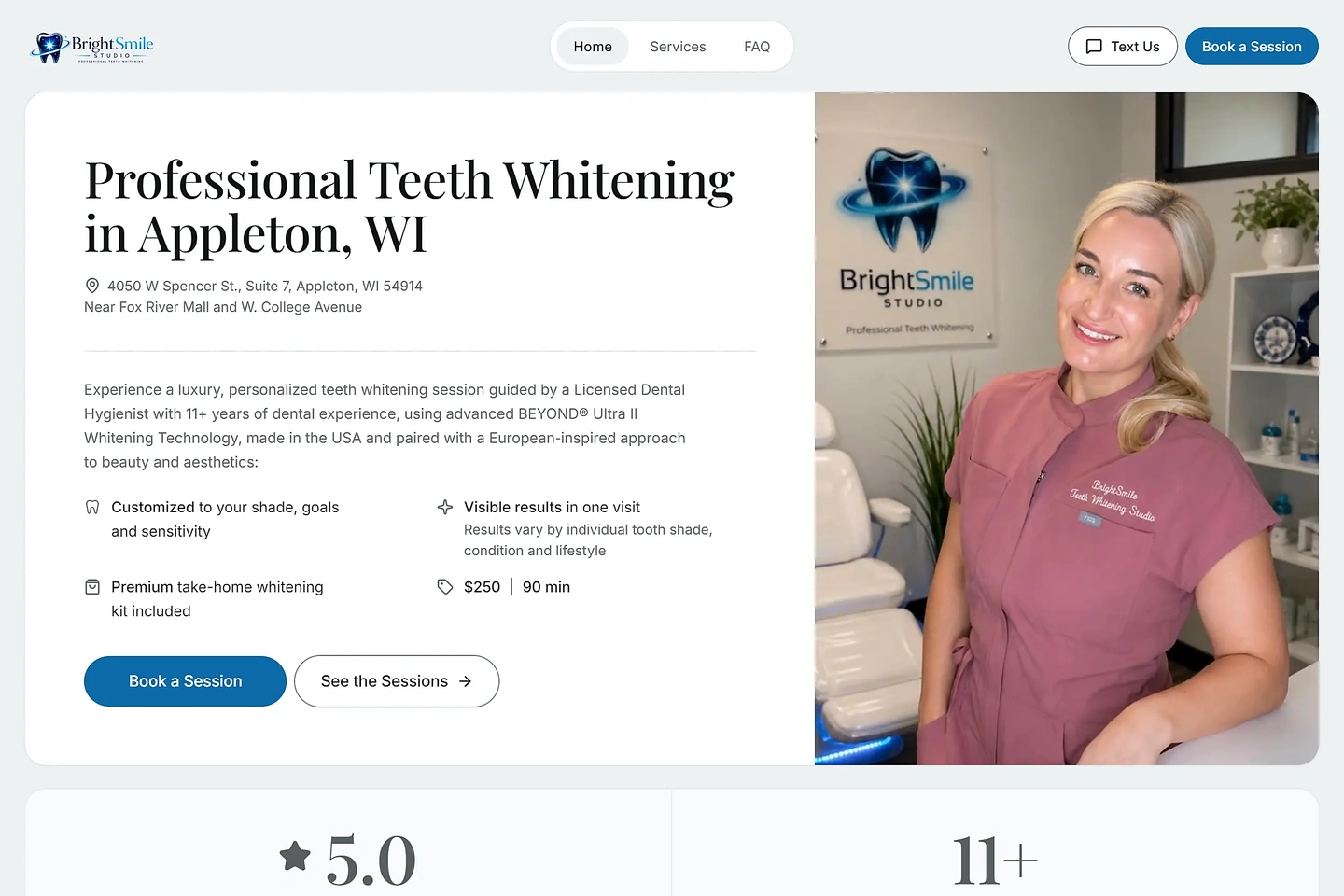 Home page of BrightSmile Studio
