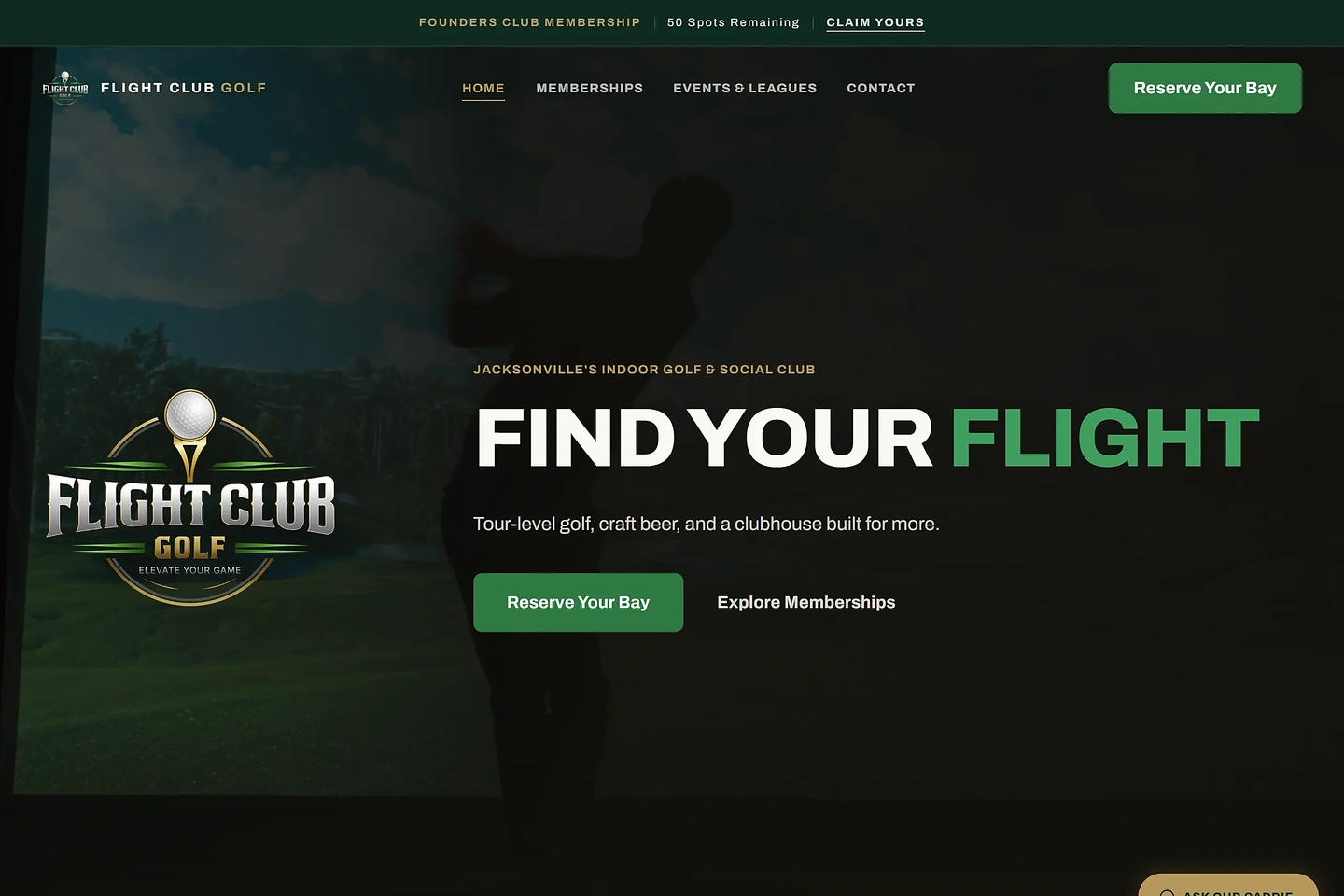Home page of Flight Club Golf