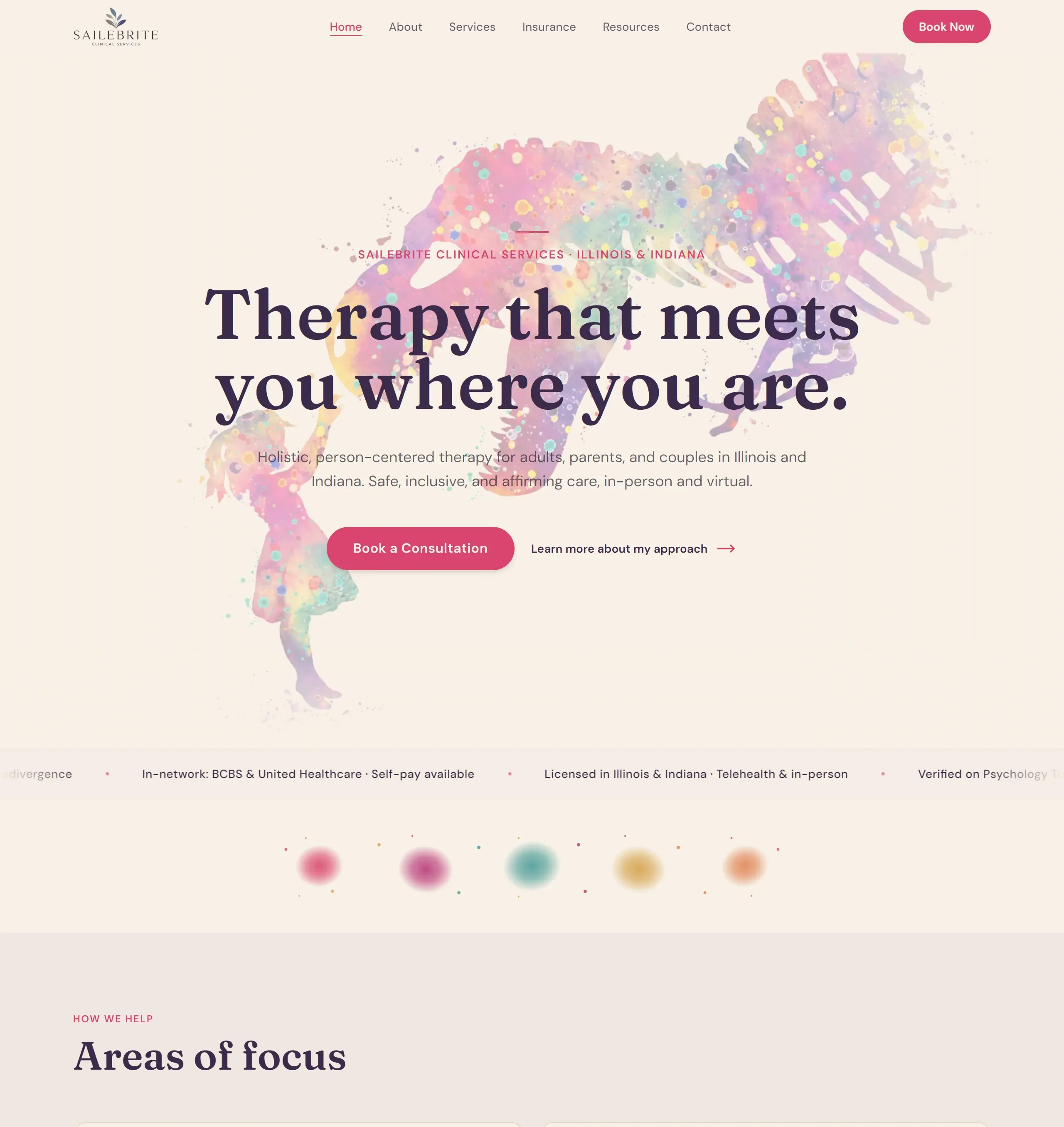 Sailebrite Clinical Services home page as it is published at sailebehavioralhealth.org